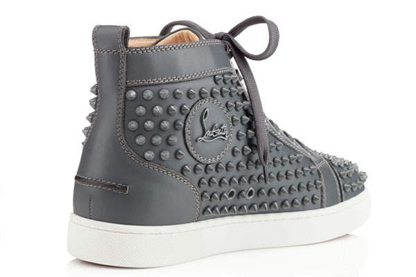 Super Max Perfect Christian Louboutin Louis Spikes Men′s Flat Grey(with receipt)