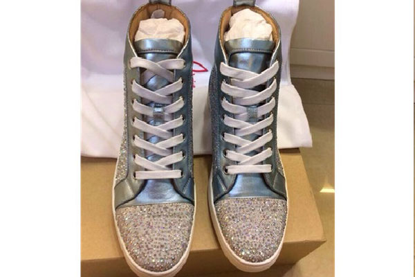 Super Max Perfect Christian Louboutin Louis Strass Men′s Flat Silver(with receipt)