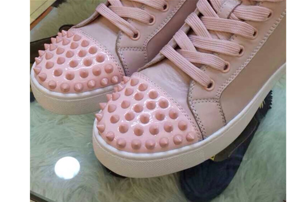 Super Max Perfect Christian Louboutin Louis spikes orlato men′s flat pink(with receipt)