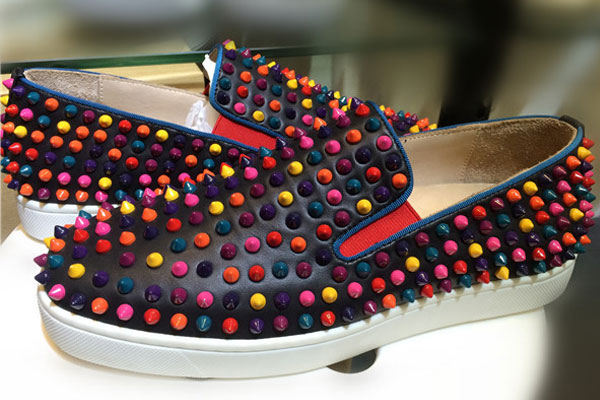 Super Max Perfect Christian Louboutin Roller-Boat Men′s Flat with Colorful Spikes(with receipt)