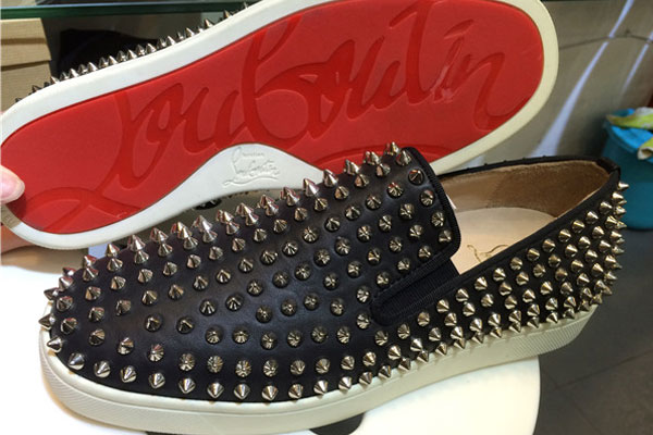 Super Max Perfect Christian Louboutin Roller Boat Mens Flat Sneakers with golden spikes(with receipt