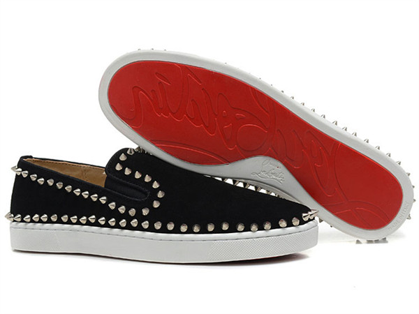 Super Max Perfect Christian Louboutin pik boat men′s flat black nubuck(with receipt)