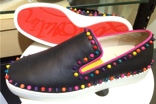 Super Max Perfect Christian louboutin Roller-Boat Flat leather sneakers with colorful spikes(with re