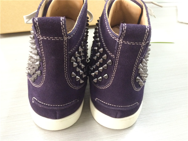 Super Max perfect Christian Louboutin Glossy Red Sole purple leather spike men′s sneaker(with receip