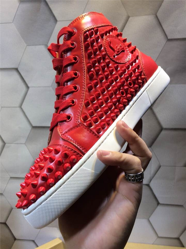 Super Max perfect Christian Louboutin High Top Sipke Red Leather White Sole Sneaker(with receipt)