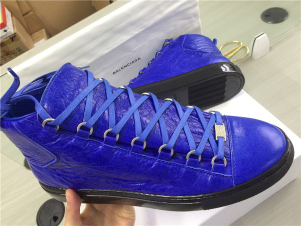 Take 2 Eur Size Down 2015 New Balenciaga Arena Lampskin Leather High Top Sneakers Egyptien Blue Blac