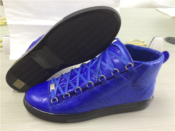 Take 2 Eur Size Down 2015 New Balenciaga Arena Lampskin Leather High Top Sneakers Egyptien Blue Blac