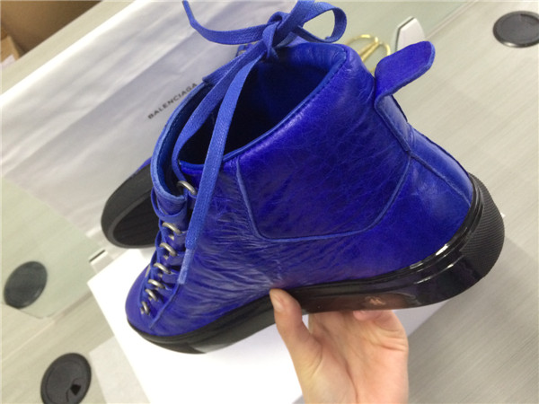 Take 2 Eur Size Down 2015 New Balenciaga Arena Lampskin Leather High Top Sneakers Egyptien Blue Blac