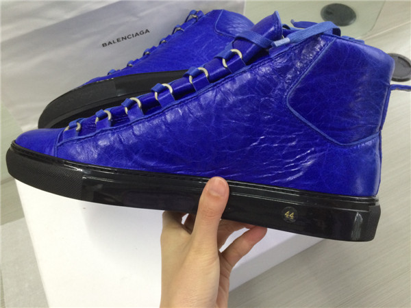 Take 2 Eur Size Down 2015 New Balenciaga Arena Lampskin Leather High Top Sneakers Egyptien Blue Blac