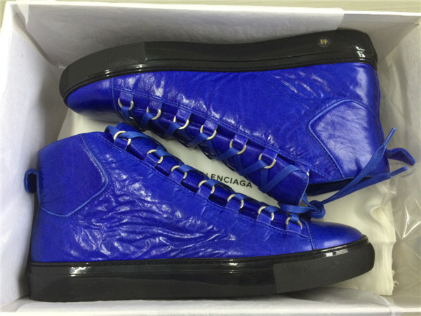 Take 2 Eur Size Down 2015 New Balenciaga Arena Lampskin Leather High Top Sneakers Egyptien Blue Blac