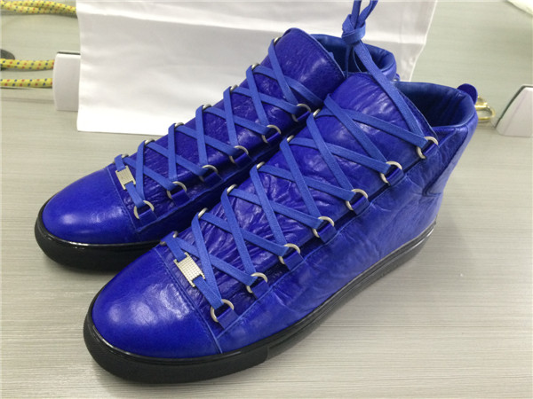 Take 2 Eur Size Down 2015 New Balenciaga Arena Lampskin Leather High Top Sneakers Egyptien Blue Blac