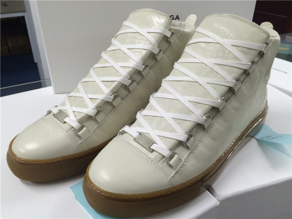 Take 2 Eur Sizes Down Balenciaga Arena White Grained Lambskin Gum Sole High-top Sneakers