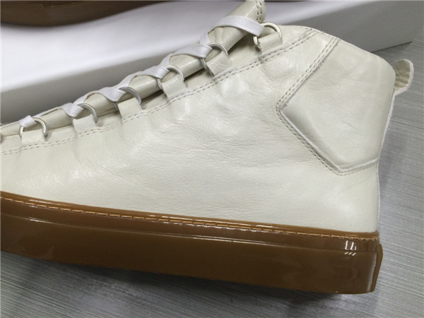 Take 2 Eur Sizes Down Balenciaga Arena White Grained Lambskin Gum Sole High-top Sneakers