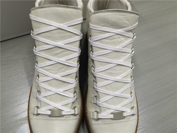 Take 2 Eur Sizes Down Balenciaga Arena White Grained Lambskin Gum Sole High-top Sneakers