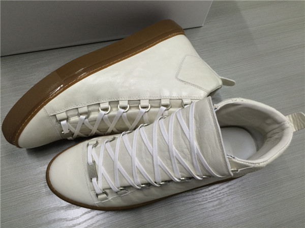 Take 2 Eur Sizes Down Balenciaga Arena White Grained Lambskin Gum Sole High-top Sneakers