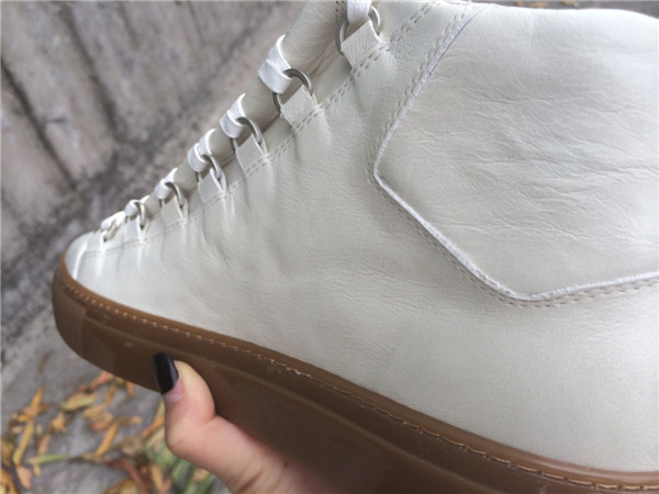 Take 2 Eur Sizes Down Balenciaga Arena White Grained Lambskin Gum Sole High-top Sneakers