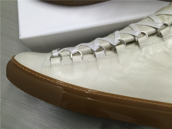 Take 2 Eur Sizes Down Balenciaga Arena White Grained Lambskin Gum Sole High-top Sneakers