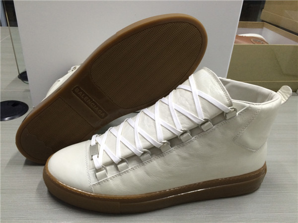 Take 2 Eur Sizes Down Balenciaga Arena White Grained Lambskin Gum Sole High-top Sneakers