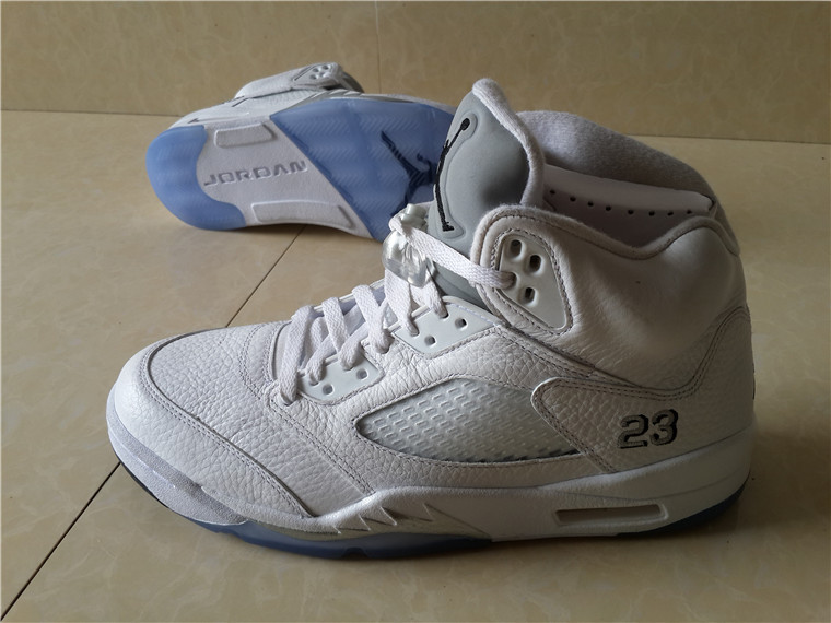 Super Max Perfect Air Jordan 5 White/Metallic Silver