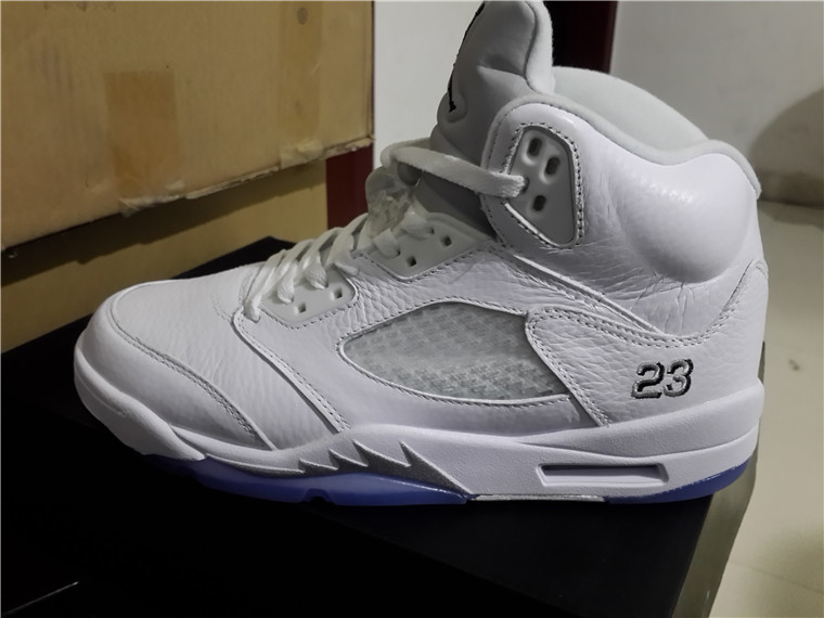 Super Max Perfect Air Jordan 5 White/Metallic Silver