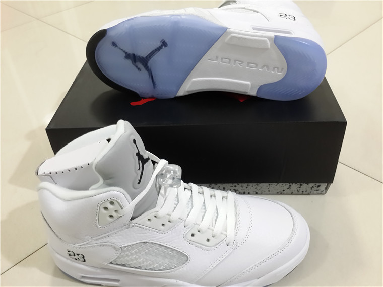 Super Max Perfect Air Jordan 5 White/Metallic Silver