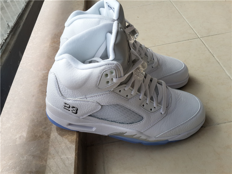 Super Max Perfect Air Jordan 5 White/Metallic Silver