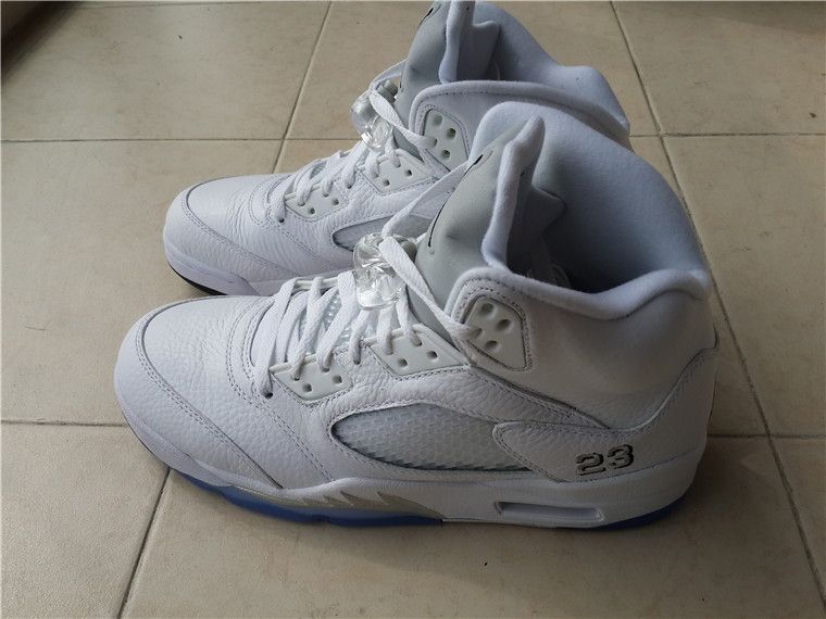 Super Max Perfect Air Jordan 5 White/Metallic Silver