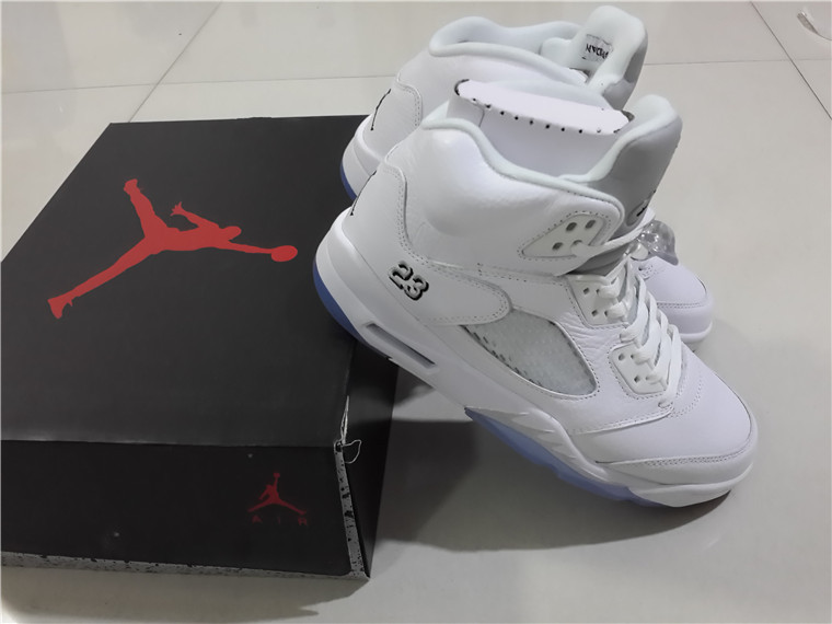 Super Max Perfect Air Jordan 5 White/Metallic Silver