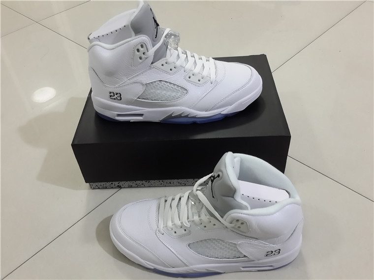 Super Max Perfect Air Jordan 5 White/Metallic Silver