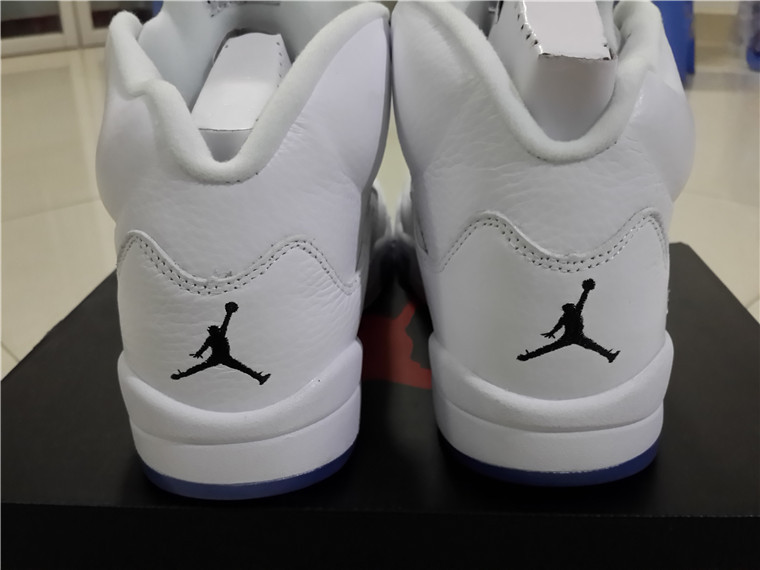 Super Max Perfect Air Jordan 5 White/Metallic Silver