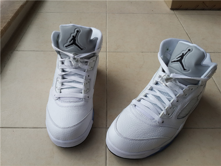 Super Max Perfect Air Jordan 5 White/Metallic Silver