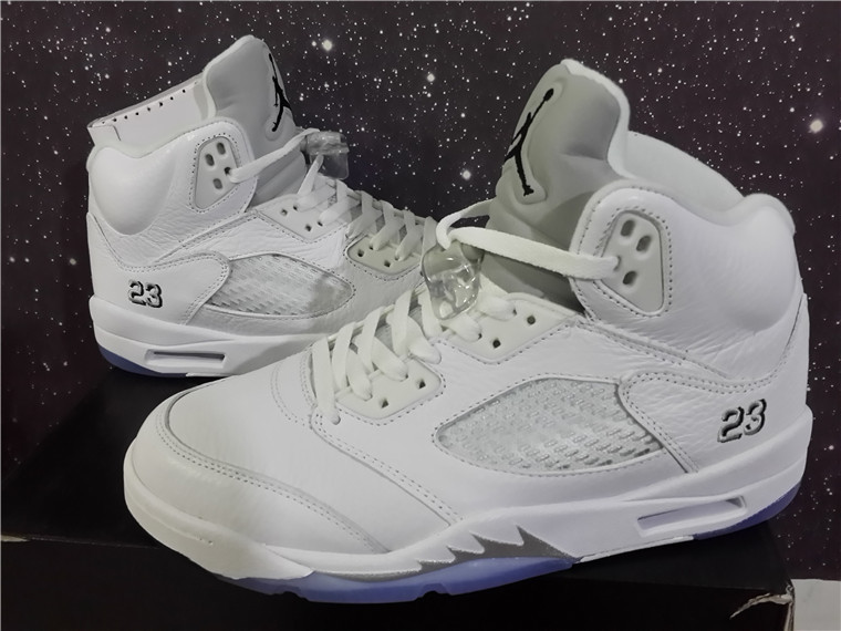 Super Max Perfect Air Jordan 5 White/Metallic Silver