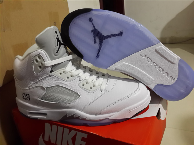 Super Max Perfect Air Jordan 5 White/Metallic Silver