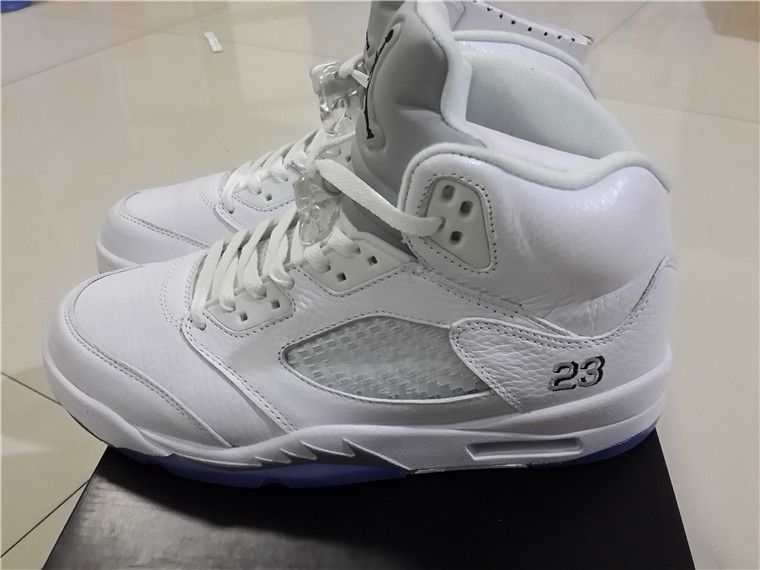 Super Max Perfect Air Jordan 5 White/Metallic Silver