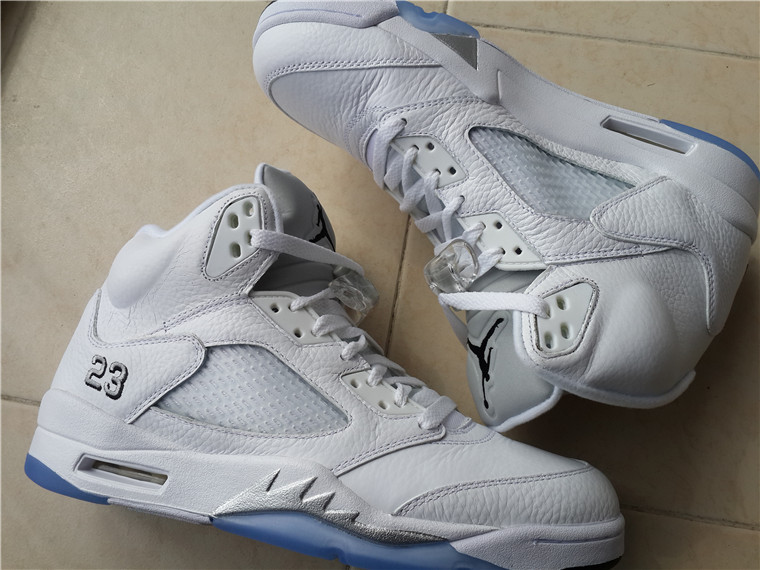 Super Max Perfect Air Jordan 5 White/Metallic Silver