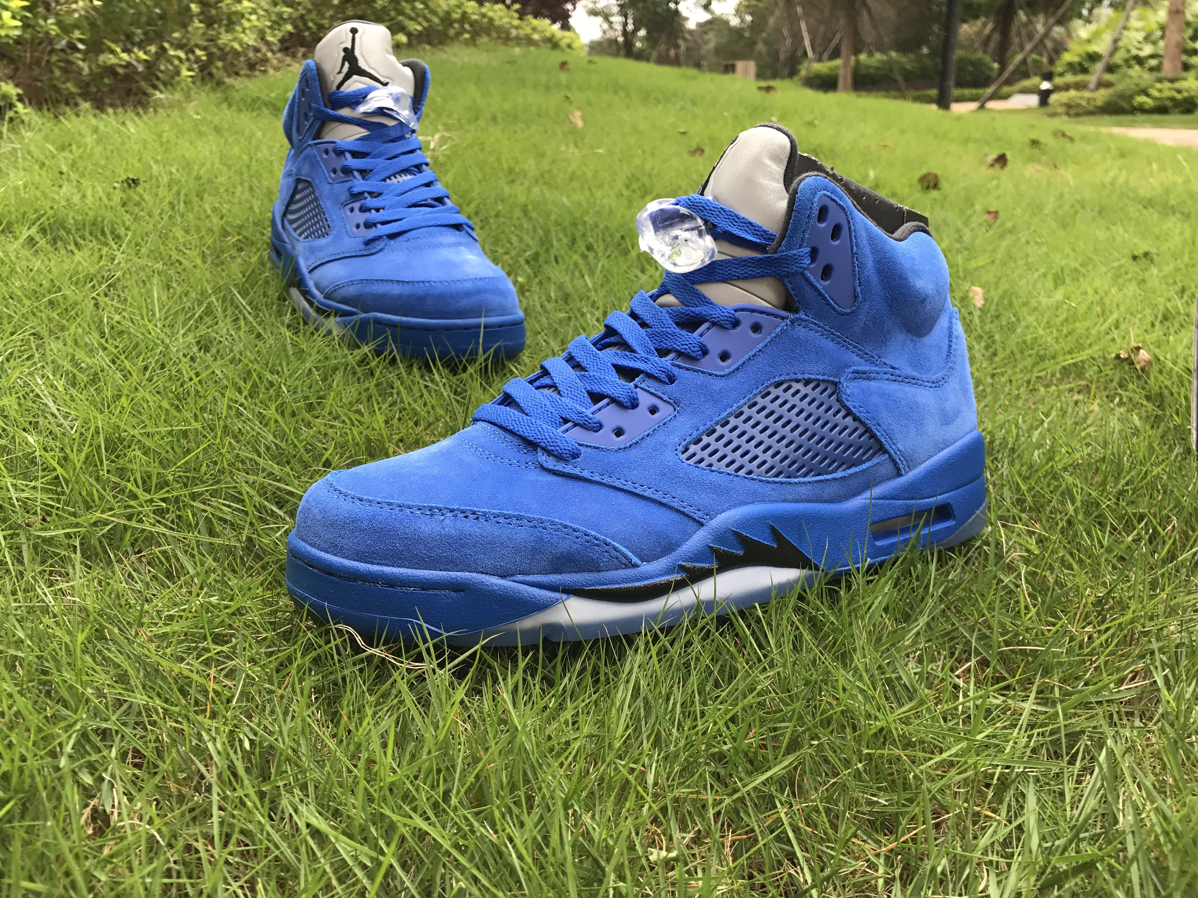 Super Max Perfect Jordan 5 Blue Suede