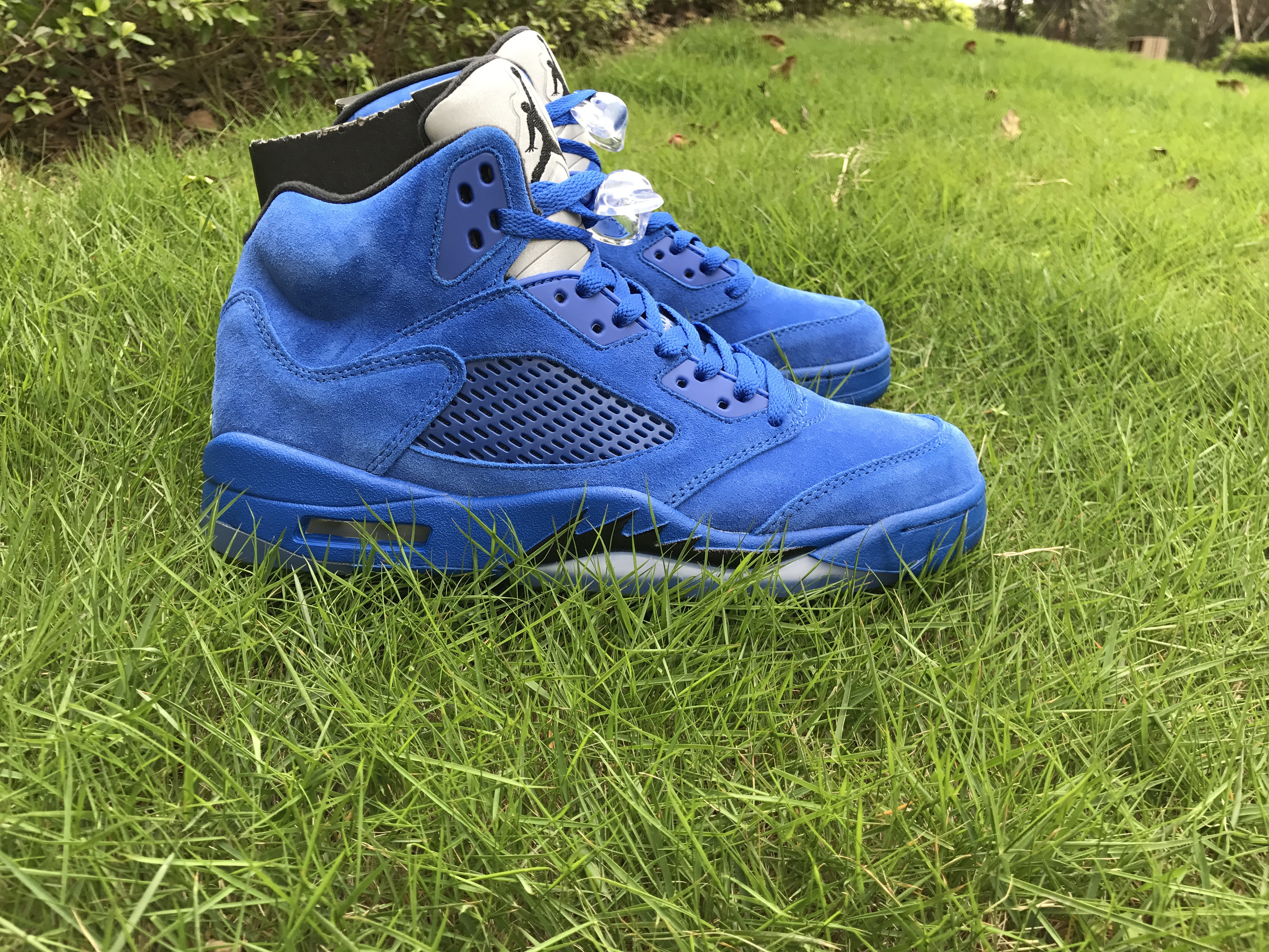 Super Max Perfect Jordan 5 Blue Suede