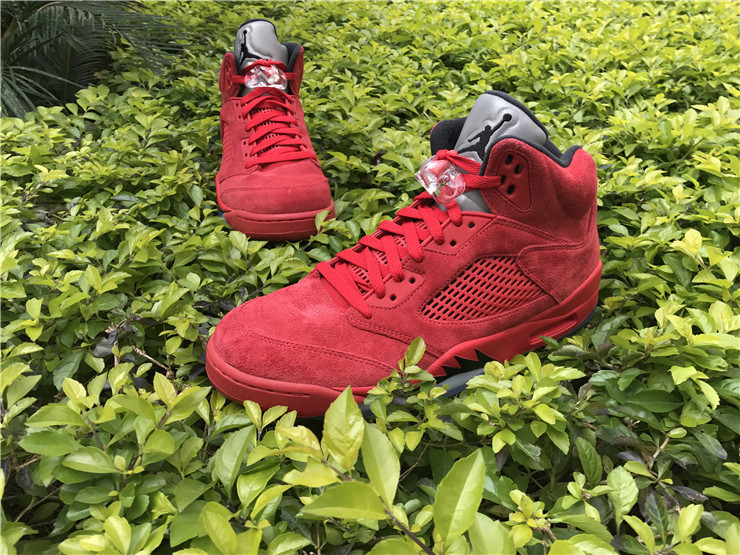 Super Max Perfect Jordan 5 Red Suede