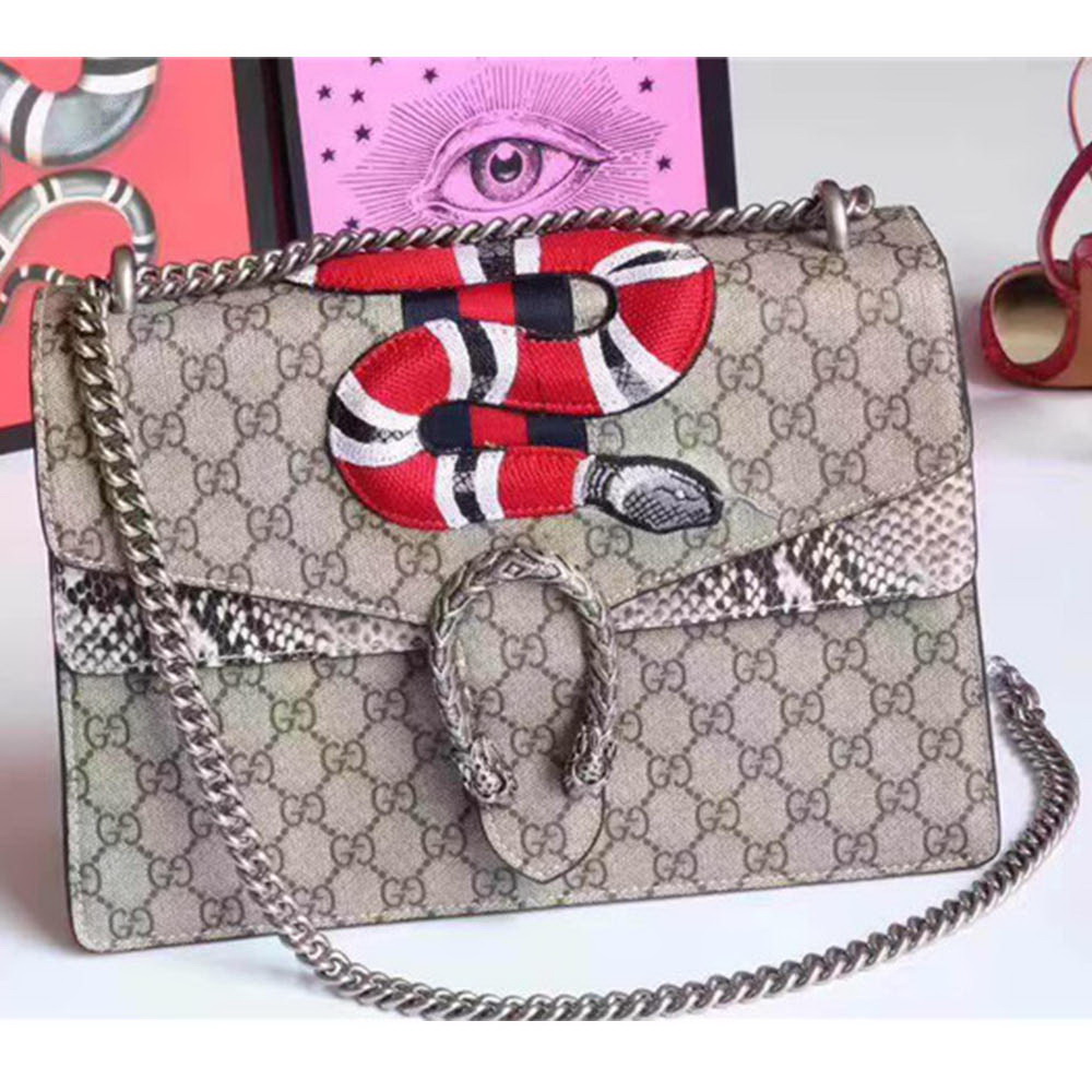 G Dionysus GG Supreme Snake-embroidered Shoulder Bag