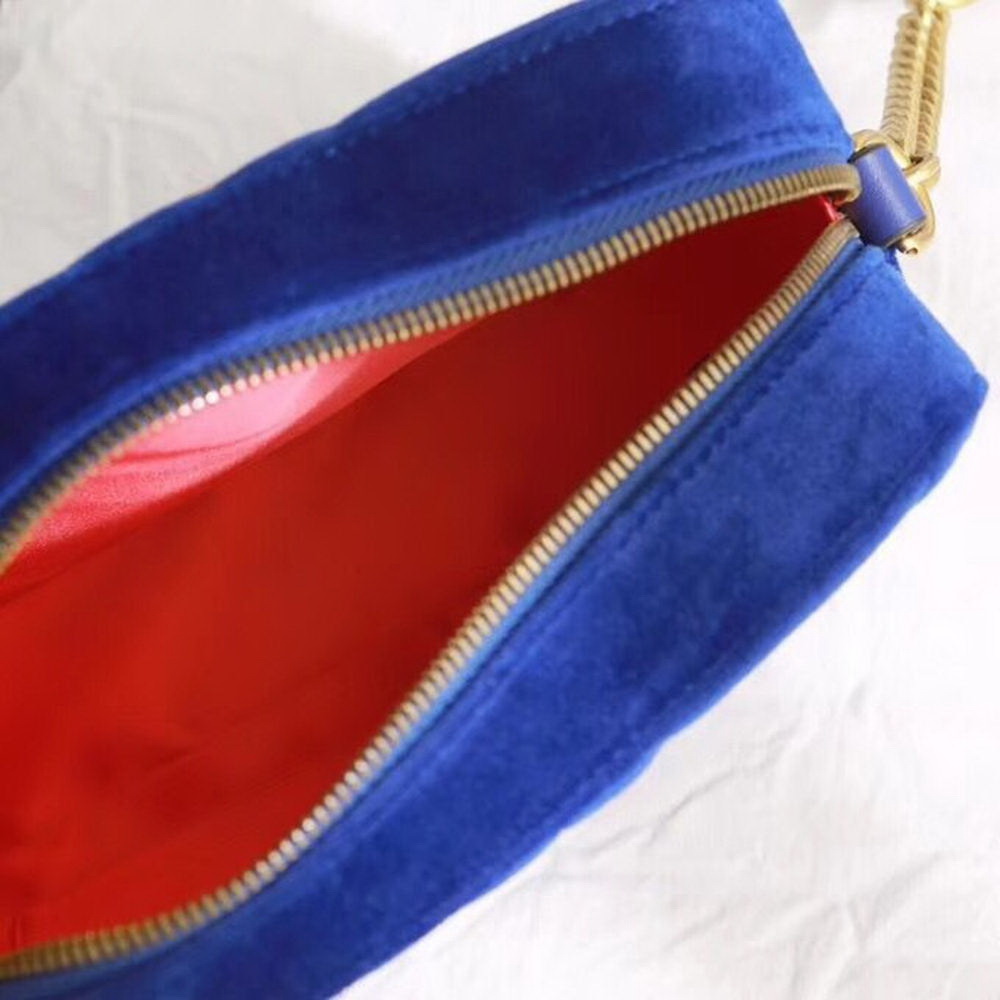 G GG Marmont Velvet Small Shoulder Bag(Cobalt Blue)