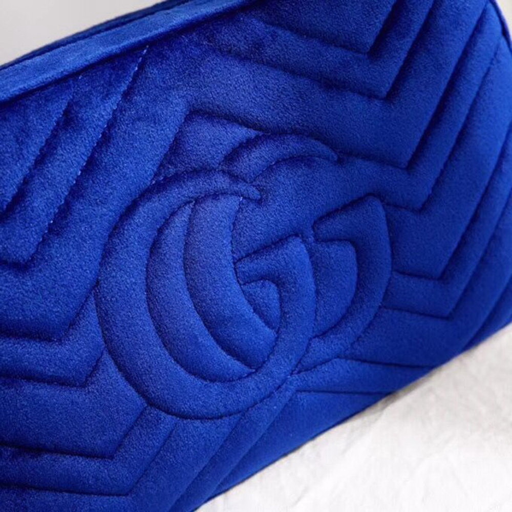 G GG Marmont Velvet Small Shoulder Bag(Cobalt Blue)