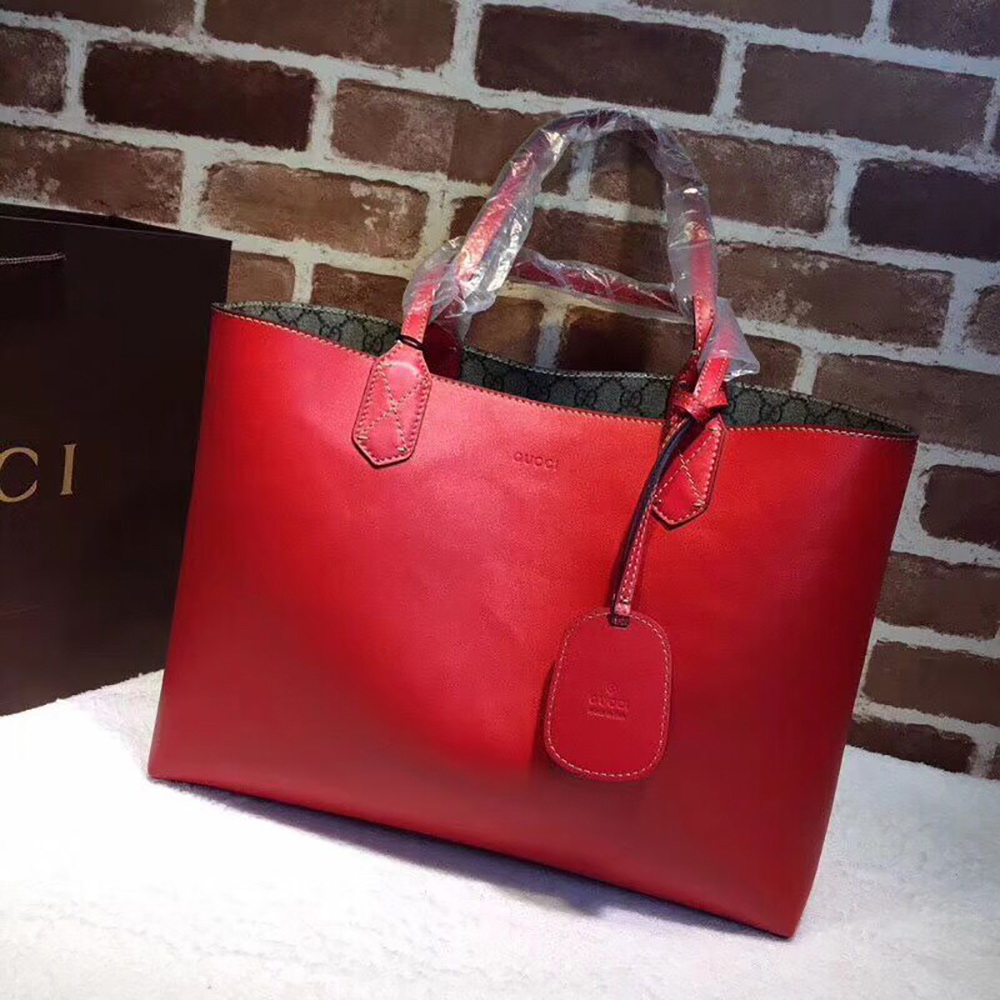 G Reversible GG Medium Tote(Red Leather)