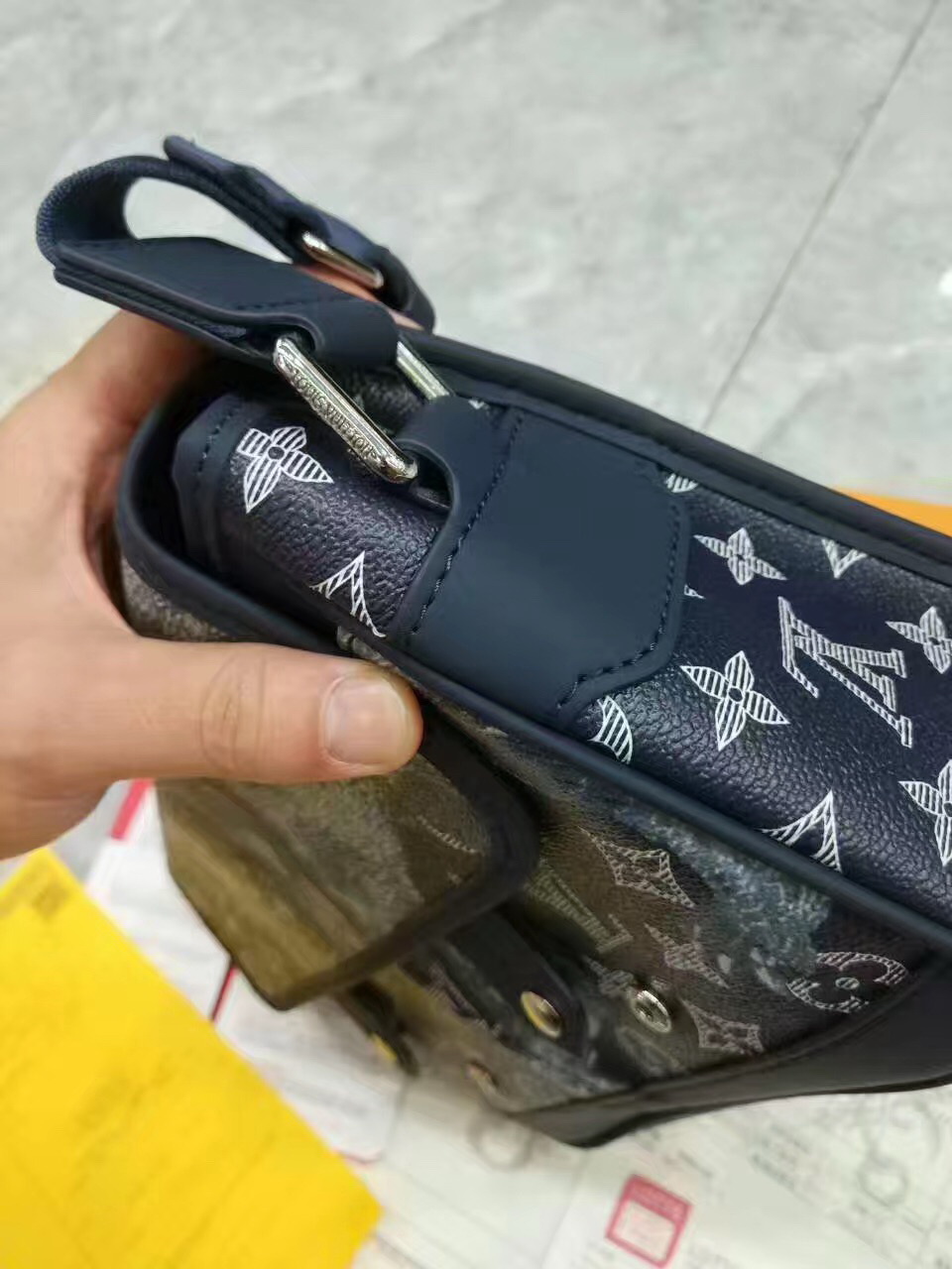 LV Black shoulder bag with animal print