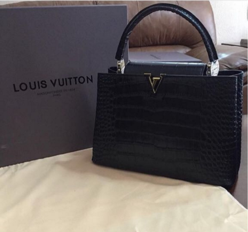 LV black leather bag