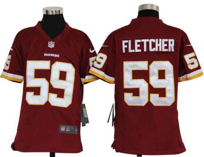 Limited Washington Red Skins Kids Jersey-014