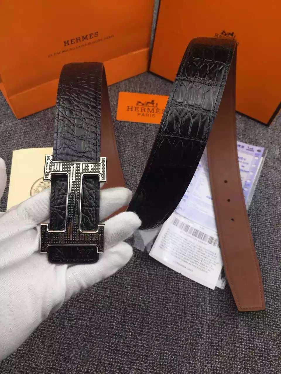 Super Perfect Quality Hermes Belts(100% Genuine Leather,Reversible Steel Buckle)-854