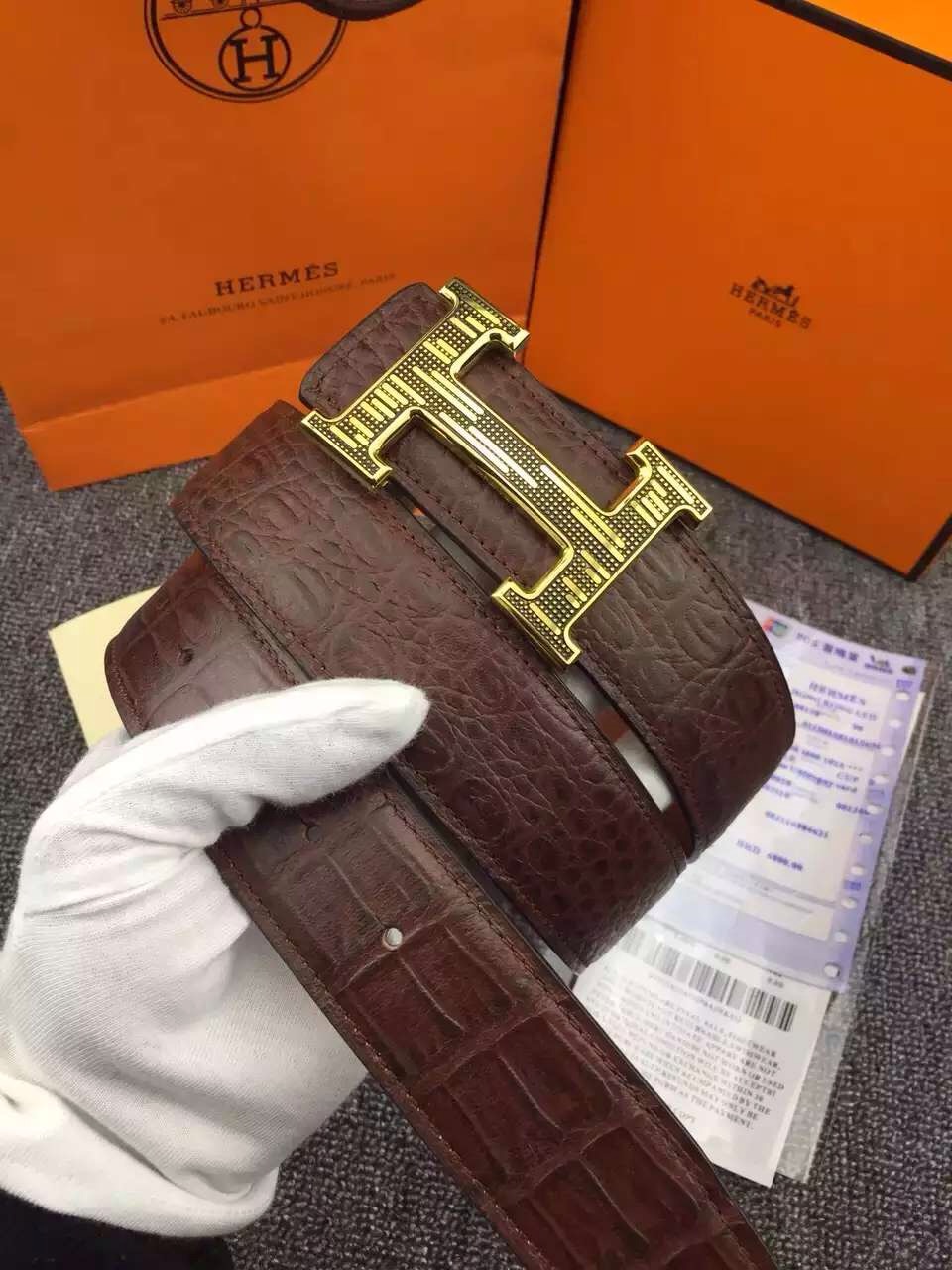 Super Perfect Quality Hermes Belts(100% Genuine Leather,Reversible Steel Buckle)-856