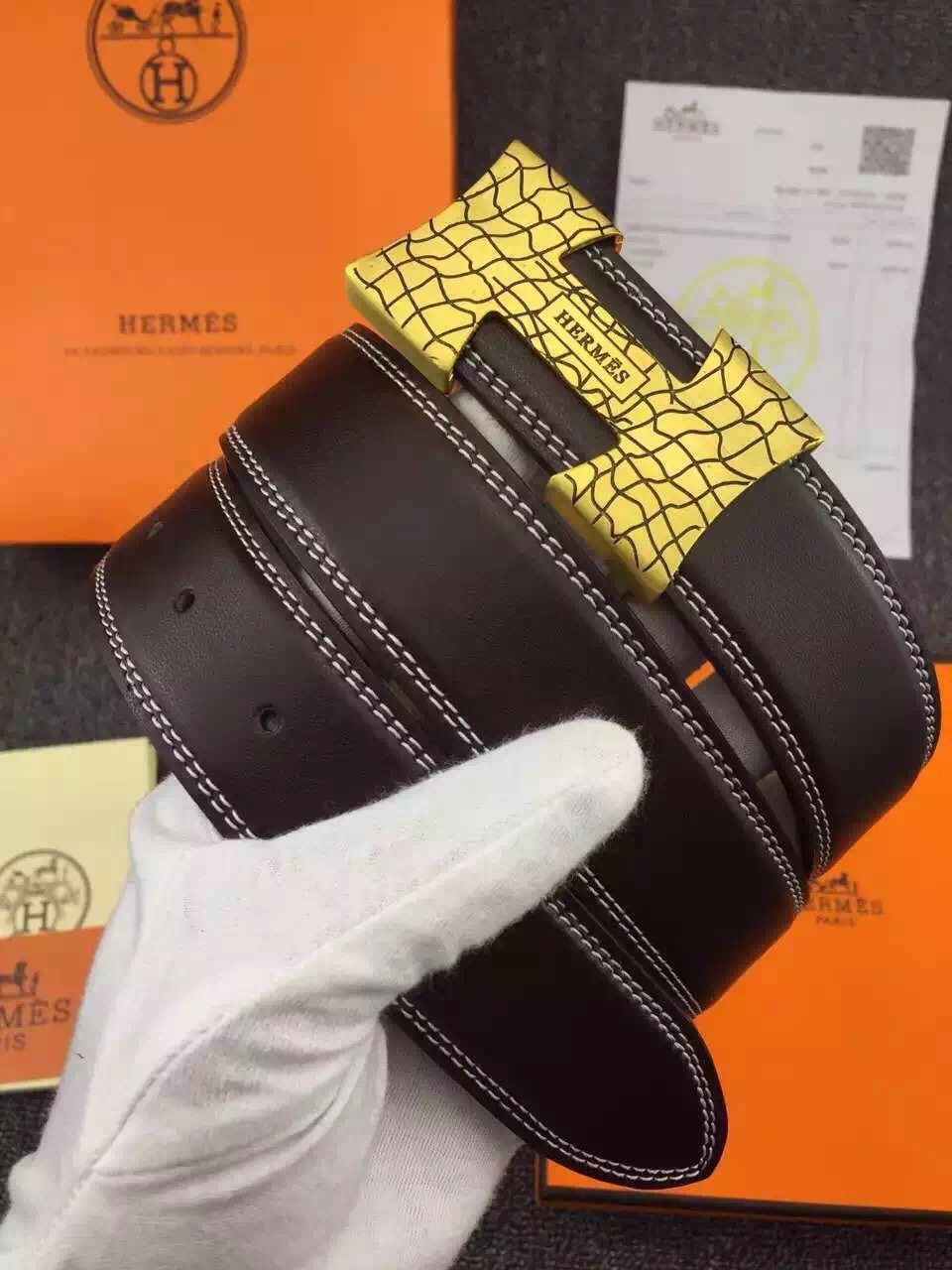 Super Perfect Quality Hermes Belts(100% Genuine Leather,Reversible Steel Buckle)-860