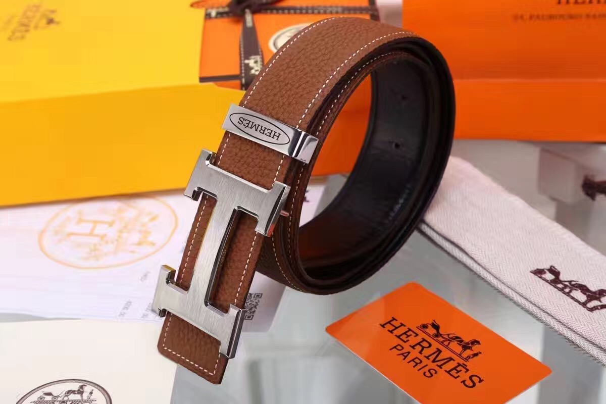 Super Perfect Quality Hermes Belts(100% Genuine Leather,Reversible Steel Buckle)-935