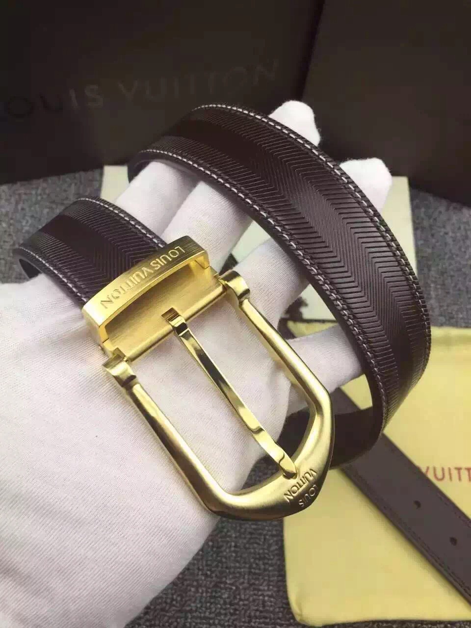 Super Perfect Quality LV Belts(100% Genuine Leather,Steel Buckle)-1210